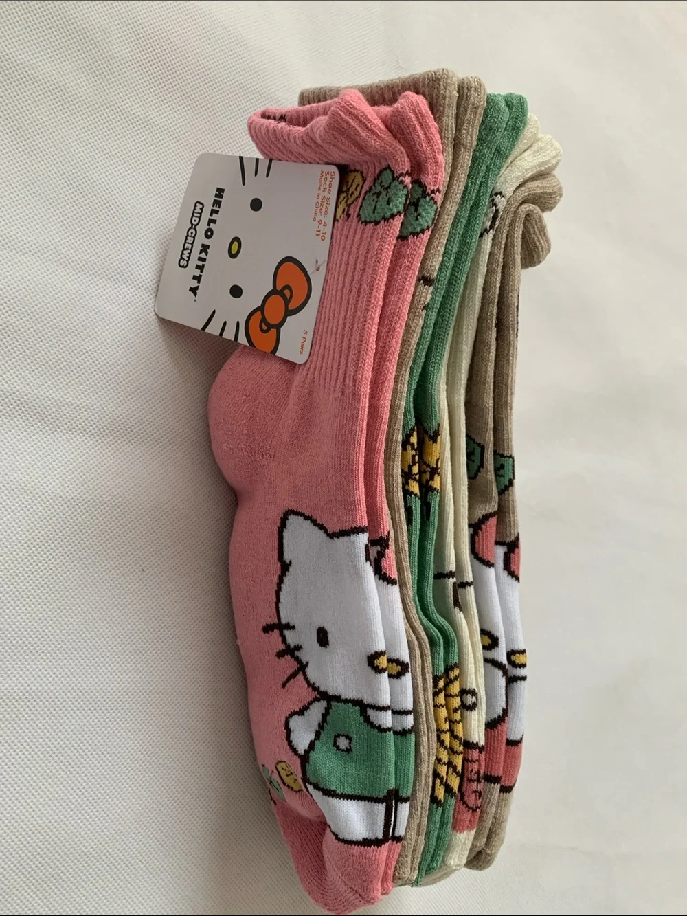 Sanrio Hello Kitty Pink Mid-crew Socks with Multicolor Pack of 5